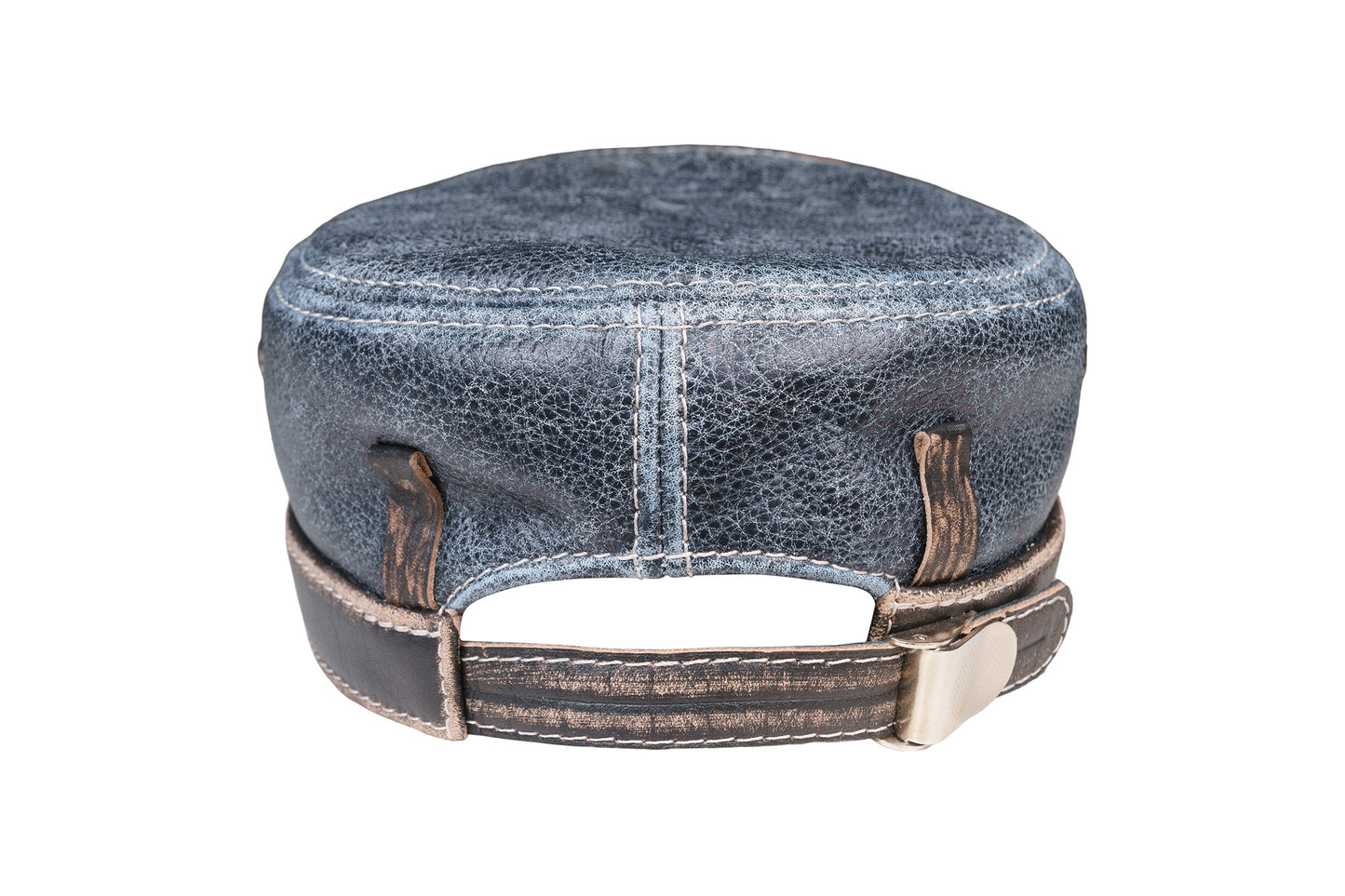 Vintage Denim Distressed Leather Cap