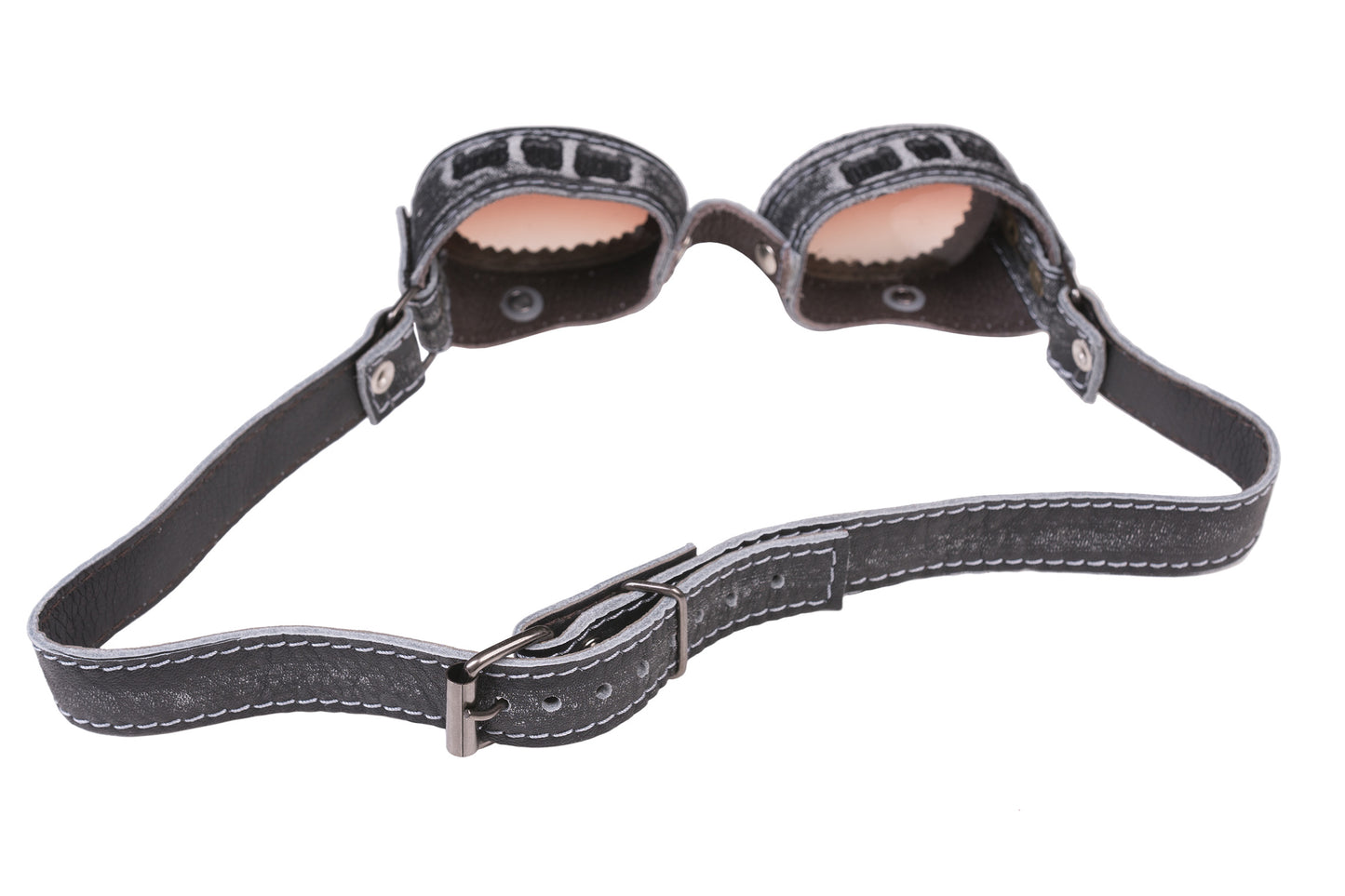 Vintage Gray Leather Biker Goggles