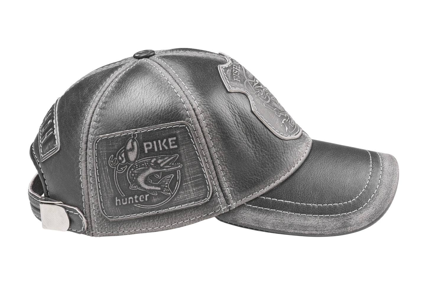 Trophy Pike Fishing Club Genuine Leather Handcrafted Baseball Cap