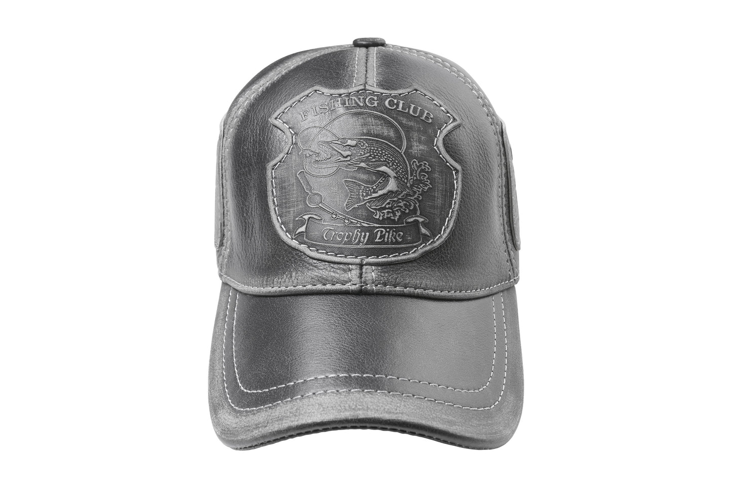 Trophy Pike Fishing Club Genuine Leather Handcrafted Baseball Cap