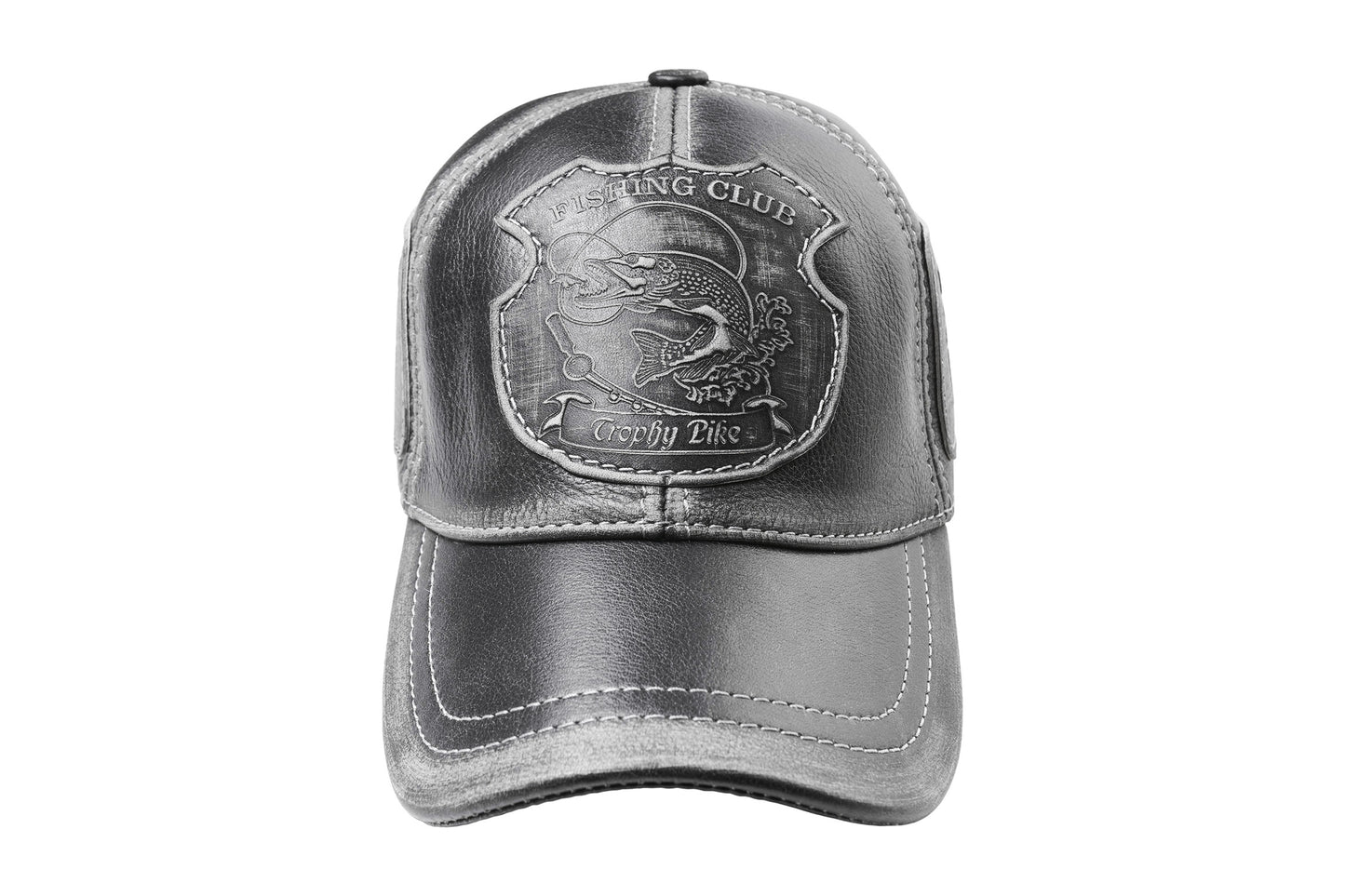 Trophy Pike Genuine Leather Handcrafted Fisherman Black Cap