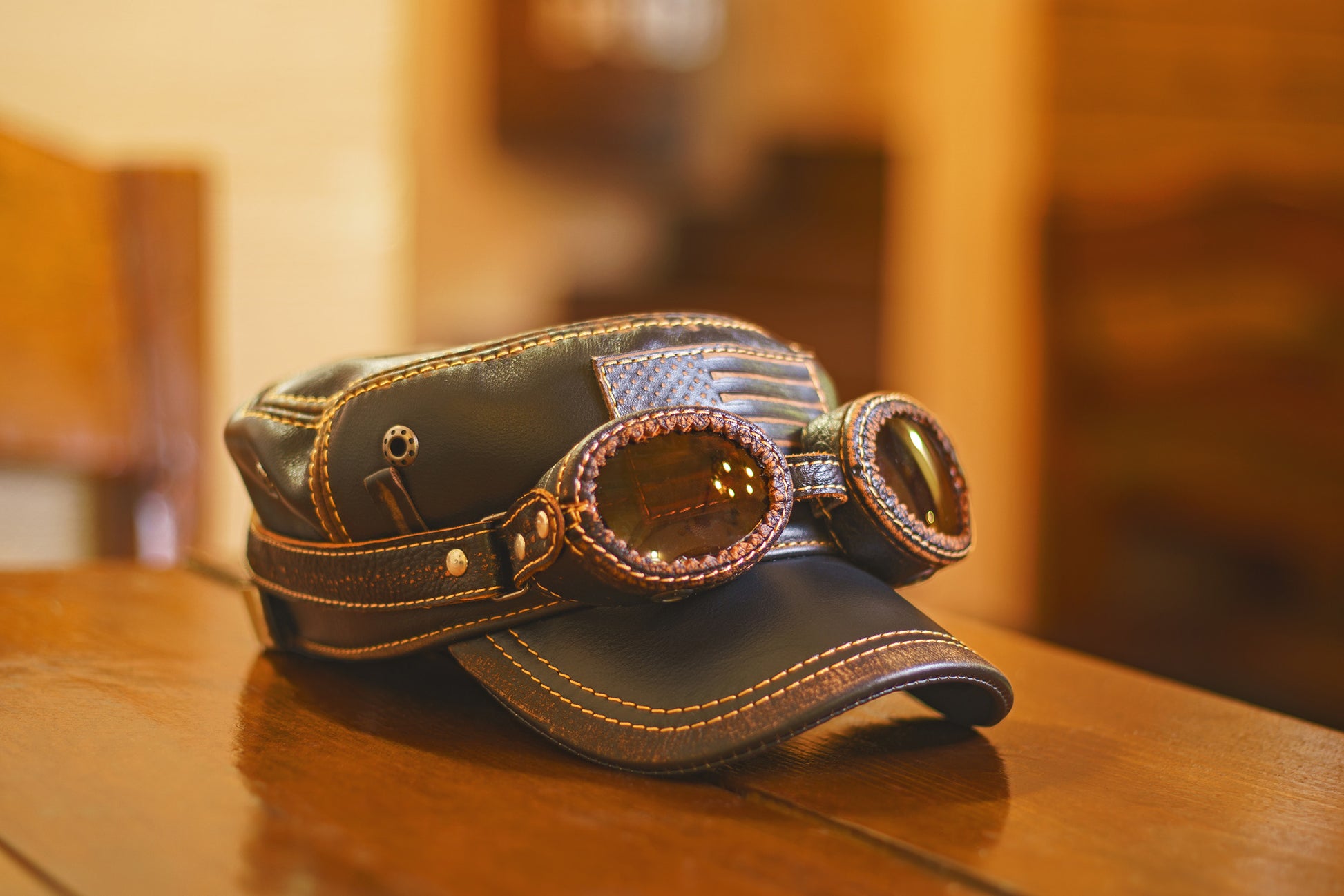 hat goggles Leather Biker Goggles: Handmade Vintage Motorcycle Steampunk Glasses w – Apero Bullo Hats