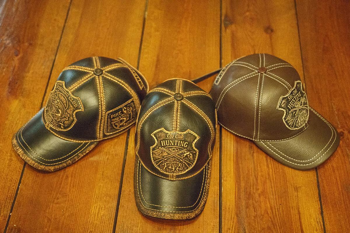 Vintage Leather Fishing Cap: Handmade Black and Brown Trophy Pike Hat with Pike Hunter Patch | Apero Bullo